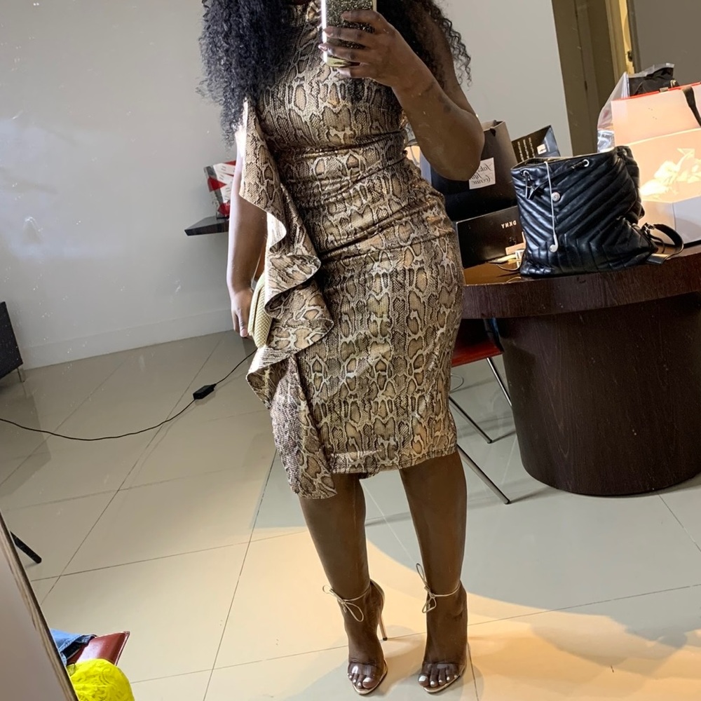 Gold snake print dress